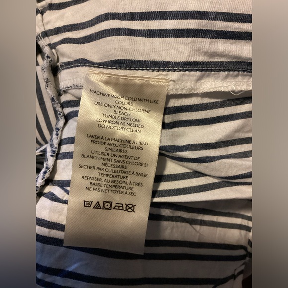 Free People Be Real Mini Dress Medium Striped Blue/White Ruffle 100% Cotton - Picture 10 of 14